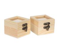 ibasenice Caja Expositora de Madera Pack de 2 Unidades sin Acabado con Ventana Transparente Tamaño Cuadrado 6x6x5cm para Almacenamiento de Especímenes y Joyas para Uso Educativo o DIY