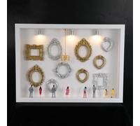 ibasenice Caja Marco de Museo Diy, Caja de Exhibición Silueta Mini, Tablero Transparente Extraíble, Madera y Plástico, Blanco, 31,4x22,6x4,5cm, para Fotos y Decoración del Hogar