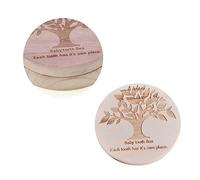 ibasenice Caja Para Dientes De Leche Madera Redonda Palabras Inglés Para Guardar Recuerdos De Dientes De Leche Obsequio