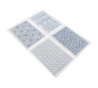 ibasenice Calcomanías de Arcilla Tradicionales bajo Cubierta para Cerámica 4 Hojas de Papel de Transferencia Recortable Azul y Blanco para Manualidades y Decoración Artesanal