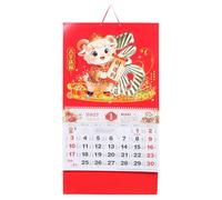 ibasenice Calendario de Pared Espacio Amplio para Planificación Mensual 2027 Año Cabra con Diseño Tradicional Chino, Papel Rojo Adecuado para Oficina y Hogar