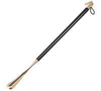ibasenice Calzador de Mango Largo de 56 Cm en Madera de Haya y Metal Punta de Latón, Calzador Portátil Negro para Personas Mayores y Ayuda para Calzado en Casa y Viaje