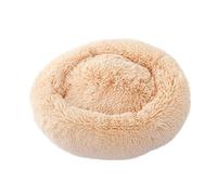 ibasenice Cama Cojín Redonda para Perros y Gatos Donut de Felpa Acogedora y Auto Calentable para Pequeño Beige