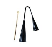 ibasenice Campana Agogo De Metal Negra Con Palo De Madera, Instrumento De Percusión De Dos Tonos Para Niños, Juguete Musical Educativo Adecuado Para Educación y Entretenimiento Infantil