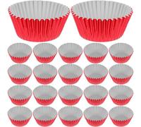 ibasenice Capacillos para Hornear Cupcakes y Muffins de Papel Aluminio Grueso, 100 Unidades, Color Rojo, Moldes Desechables Aptos para Horno, Ideales para Fiestas, Cumpleaños y Repostería
