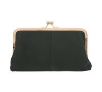 ibasenice Cartera de Cuero Tipo Clutch para Mujer, Monedero Cierre de Beso, Cartera Larga de Cuero Genuino en Verde Oscuro, Bolso de Mano Espacioso Múltiples Compartimentos para Viaje y Uso
