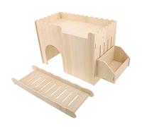 ibasenice Casa para Pequeños Animales de Madera Diseño de Césped Hueco, Casa Desmontable Función de Alimentación Integrada y Bordes Redondeados para Hámsters y Cobayas