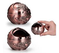 ibasenice Cenicero Creativo de Cobre con Tapa para Exterior y Coche, Portátil y Anticaída, Diseño Redondo y Elegante para Hogar y Patio, Cenicero Decorativo con Tapa
