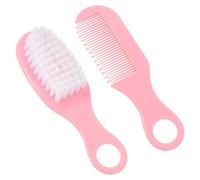 ibasenice Cepillo De Pelo Para Ñiño Rosa y Peine De Masaje Conjunto Para Recién Nacido, Material Pp y Tpe Antistático, Cuidado Delicado Del Cuero Cabelludo, Kit Higiene Infantil Rosa