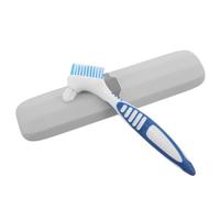 ibasenice Cepillo Limpiador para Dentaduras Postizas y Estuche Portátil Azul Gris, Kit de Limpieza Compacto para Prótesis Dentales, Caja de Almacenamiento de Viaje para Cuidado Bucal