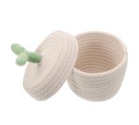 ibasenice Cesta de Cuerda de Algodón Beige Plegable Tapa, Organizadora Decorativa para Almacenamiento en Baño, Guardería o Cuarto de Lavado, Protege Muebles de Rayaduras