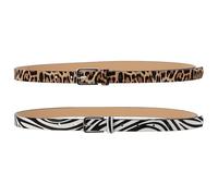 ibasenice Cinturones de Mujer Piel Sintética Animal Print 2 Piezas Estampado Leopardo y Cebra, Hebilla Cuadrada Ajustable, Cinturones para Ropa Casual y Vaqueros, Moda y Accesorios