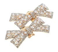 ibasenice Clips para Zapatos de Novia Forma de Lazo Dorado, Adornos Elegantes de Aleación y Cristal para Tacones Altos, Ideales para Graduación y Compromiso