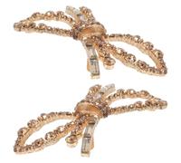 ibasenice Clips para Zapatos Lazo Dorado, Adornos de Hierro Cristales de Imitación Resistentes al Óxido para Variedad de Ocasiones, 1 Par