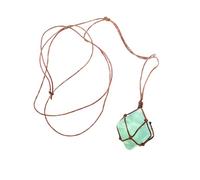 ibasenice Collar con Colgante de Piedra Natural Verde Colgante Irregular de Fluorita Cruda Envuelto Alambre Joyería de Piedra Original para Decoración Diaria y Regalo