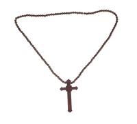 ibasenice Collar Cruz Colgante de Madera con Cuentas Religioso para Hombres y Mujeres Joyería de Oración Cristiana con Adorno para Espejo de Coche Collar de Bautismo y Meditación