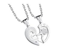 ibasenice Collar de Acero Resistente para Parejas Diseño de Rompecabezas y Llave de Corazón, Elegante y Duradero, Obsequio Adecuado para Día de San Valentín