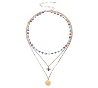 ibasenice Collar de Clavícula Multicapa de Mal de Ojo Dorado, Gargantilla para Chicas Adolescentes y Mujeres, Joyería de Acero Hipoalergénico, Estilo Moderno para Uso Diario y Fiestas,