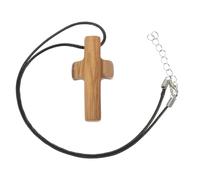ibasenice Collar de Cruz de Madera Tallada a Mano Colgante Espiritual Ajustable Unisex Joyería Religiosa para Oración y Eventos de Pascua Accesorio Hipoalergénico para Uso Diario
