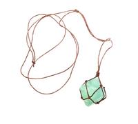 ibasenice Collar de Mineral Natural Colgante Octaédrico Envuelto en Alambre, Piedra Verde Auténtica, Energía Vital y Equilibrio, Tamaño 3X2.5 CM, Adecuado para Fiestas y Cosplay