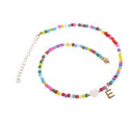 ibasenice Collar Inicial para Mujer Cuentas de Arroz Multicolor, Hecho a Mano, Acero Inoxidable y Plástico, Confiable y Elegante para Fiestas y Citas