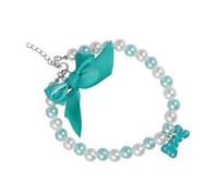 ibasenice Collar para Mascotas Colgante de Perla y Lazo Creativo, Accesorio Práctico de Metal y Perlas para Perros en Sesiones de Fotos y Bodas