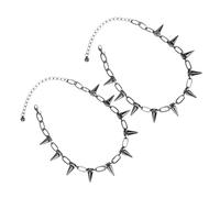 ibasenice Collares Punk con Dijes de Púas 2 Piezas, Gargantilla Gótica de Moda para Mujer, Acero Inoxidable Negro, Accesorios para Fiestas y Conciertos, Estilo Retro Exagerado