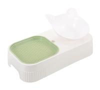 ibasenice Comedero para Gatos Plástico con de Hierba Integrada Cuenco Antideslizante Multifuncional Verde para Comida y Agua de Mascotas