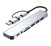 ibasenice Concentrador USB para Portátil Puerto Múltiple, Diseño Compacto y Portátil, Aleación de Aluminio, Transferencia de Datos Rápida y Expansión
