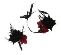 ibasenice Conjunto de 2 Broches de Boda Góticos Negros para Novios Flores de Seda Tamaño 15x9x7cm Diseño Oscuro Único para Ceremonias en Iglesias