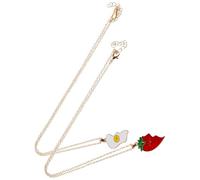 ibasenice Conjunto de 2 Collares para Parejas Colgantes de Corazón Partido en Aleación Esmaltada Cadena para Suéter Diseño Único de Fresa y Huevo Joyería para San Valentín y Amistad