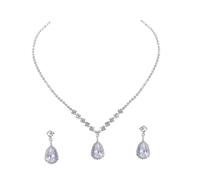 ibasenice Conjunto de Collar y Pendientes Lágrima de Ángel para Mujer Gargantilla y Pendientes Colgantes de Aleación Cristales de Imitación Accesorios Elegantes para Fiesta y Boda