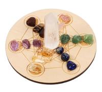 ibasenice Conjunto de Piedras Naturales de Chakra con Tablero de Adivinación de Madera Kit Decorativo de Cristales para Meditación y Espirituales para Hogar y Regalo