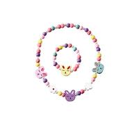 ibasenice Conjunto De Pulsera y Collar De Madera Para Niños, Tamaño Infantil, Diseño De Dibujos Animados Coloridos, Accesorio Divertido y Seguro Para Cumpleaños y Fiestas, Set Aleatorio