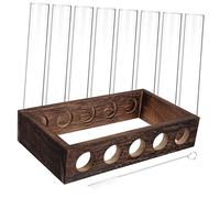 ibasenice Contenedores para Flores con Tubos De Ensayo Terrario De Madera para Plantas Estante De Madera para Terrario De Mesa Florero con Soporte para Jardín Casa Propagación De Plantas