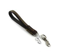 ibasenice Correa de Piel de Vaca para Perros y Cachorros, 25 CM, Marrón Oscuro, Correa Corta para Adiestramiento y Control en Paseos