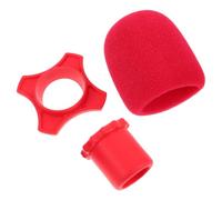 ibasenice Cubierta de Esponja Roja para Micrófono de Mano con Base de Silicona y Anillo Antivuelco, Filtro Antiviento para Micrófonos de Karaoke y Actuaciones al Aire Libre