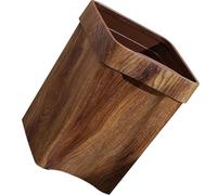 ibasenice Cubo de Basura de Plástico de Gran Capacidad 13 Litros Diseño Imitación Madera y Asa Cóncava, Papelera Doméstica para Cocina y Baño, Resistente y Estable para Uso Casero