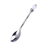 ibasenice Cuchara de Café Retro con Cabeza de Diamante Estilo Cortesano para Mezclar Café Té y Postres Acabado Plateado con Toque Elegante y Diseño Europeo Clásico