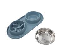 ibasenice Cuenco Doble para Perros y Gatos Pequeños Alimentación Lenta y Diseño Anti-Asfixia, Hecho de Silicona y Acero Inoxidable para Evitar Vuelcos