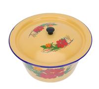 ibasenice Cuenco Esmaltado Vintage con Tapa 1,4 L 19,5 Cm, Cuenco para Mezclar y Almacenar Especias, Recipiente para Aceite y Manteca de Cerdo, Vajilla Retro para Cocina y Hogar