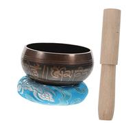 ibasenice Cuenco Tibetano de Cobre para Meditación y Yoga, Tamaño Pequeño para Palma Mano, Juego con Varilla y Accesorios de Yute, Instrumento Musical Relajante para Meditar y Aliviar Estrés