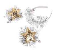 ibasenice Diadema de Año de Espumillón con Estrellas para Mujer Accesorios Cabello para Fiesta de Año