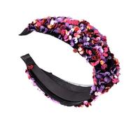 ibasenice Diadema Lentejuelas Moradas, Doble Capa de Tul y Terciopelo, Diseño Cruzado Nudo, Accesorio Cabello Femenino Adecuado para Fiestas, Bodas y Uso Diario