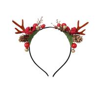 ibasenice Diadema Navideña Estilo Mori Broche de Cuerno de Reno Rojo, Cómoda y No Deformable, Adecuada para Fiestas y Reuniones Familiares en Navidad