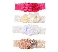 ibasenice Diademas De Encaje Para Ñiño 4 Pcs Pelo De Recién Nacidas Talla Buena Elasticidad Material De Encaje Bautizo y Ocasiones Obsequios Suaves y Cómodos Diademas De Bautizo Para Niñas