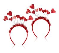 ibasenice Diademas Día de San Valentín 2 Piezas, Accesorio Cabello 9 Corazones Rojos Decorativos, Diadema Ajustable para Fiesta, Boda y Celebración Romántica