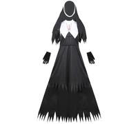 ibasenice Disfraz de Monja Zombi para Adulto Mujer, Negro, Algodón Mezcla | Ropa de Halloween, Fiesta de Disfraces, Efecto Decorativo, Estilo Especial y Aterrador