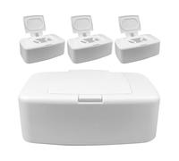 ibasenice Dispensador Portátil de Toallitas Húmedas para Ñiño, Caja de Plástico Blanco Recargable y Compacta, Adecuado para Uso en Exteriores y Baño, Paquete de 4 Unidades