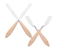 ibasenice Espátulas Artísticas para Mezcla de Pigmentos y Bordes Suaves Set de 4 Mango de Madera y Acero Inoxidable para Adecuado para Uso y Pintura al Óleo